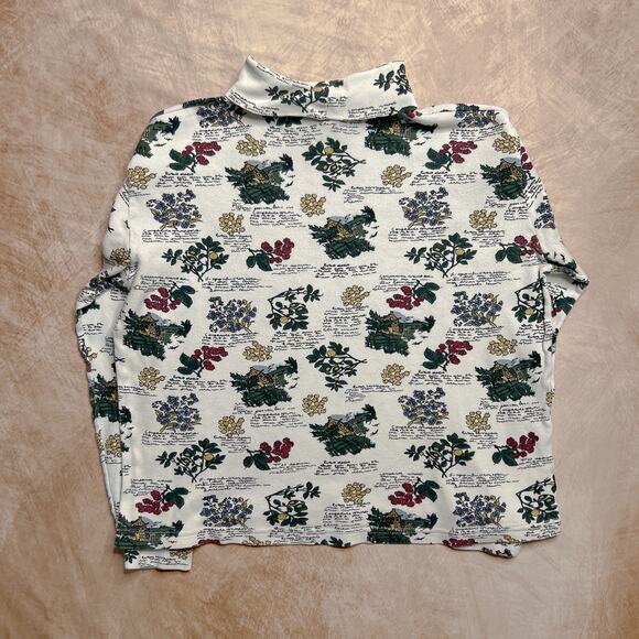 Vintage 90s Partners Mervyns Floral Cottage Print Turtleneck Long Sleeve Shirt - Picture 3 of 6